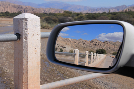 Car rear view mirror view